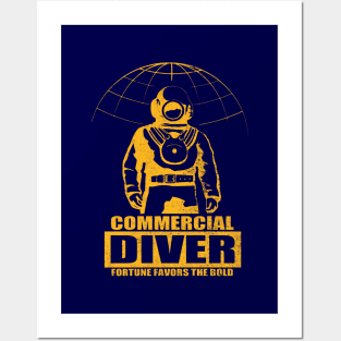 Commercial Diver (Small logo) Posters and Art